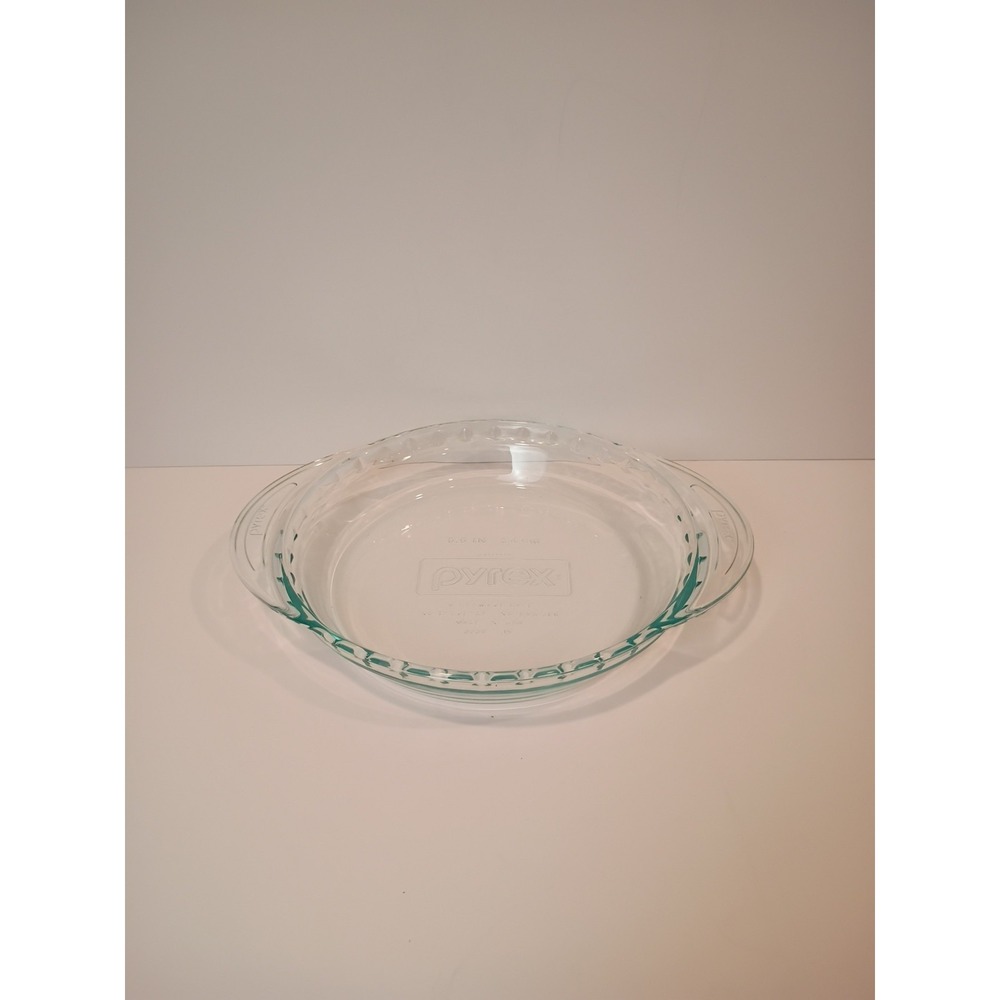 Pyrex Blue Tint Clear Glass Pie Plate Baking Dish 9.5" Oven Microwave Safe 2229